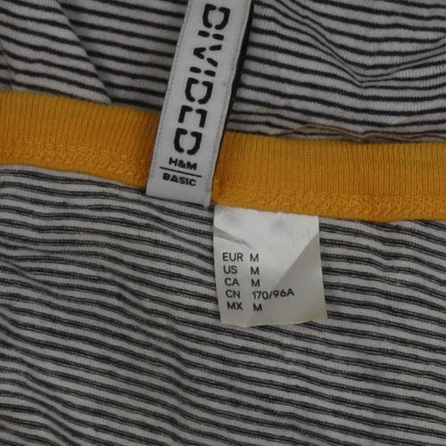 H&M Divided Women’s Grey Striped Ringer T-Shirt Size 12