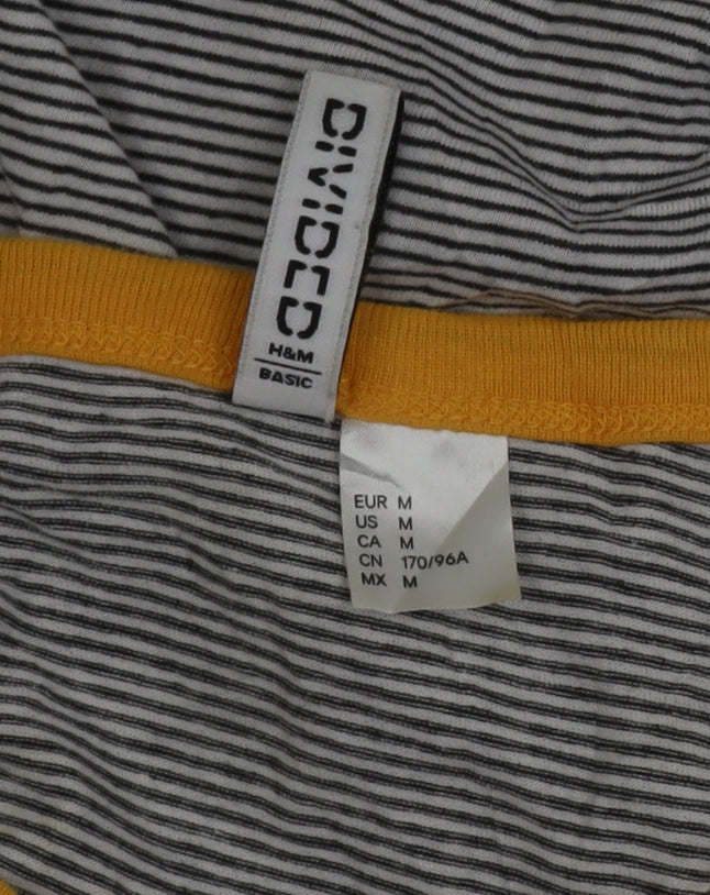 H&M Divided Women’s Grey Striped Ringer T-Shirt Size 12
