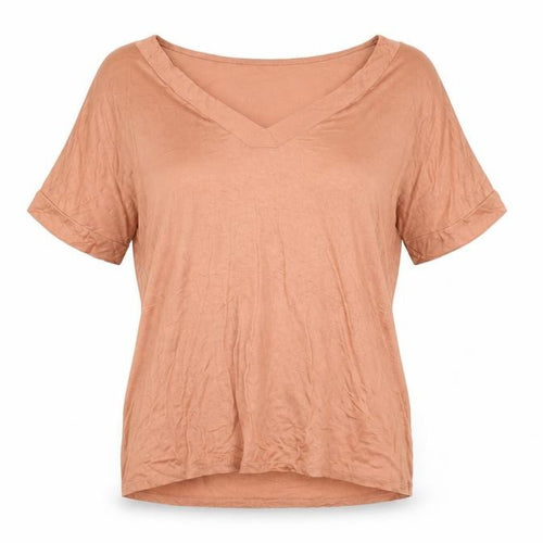 Marks and Spencer Women’s Brown V-Neck Short Sleeve Viscose T-Shirt UK 12