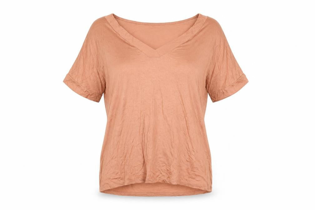 Marks and Spencer Women’s Brown V-Neck Short Sleeve Viscose T-Shirt UK 12