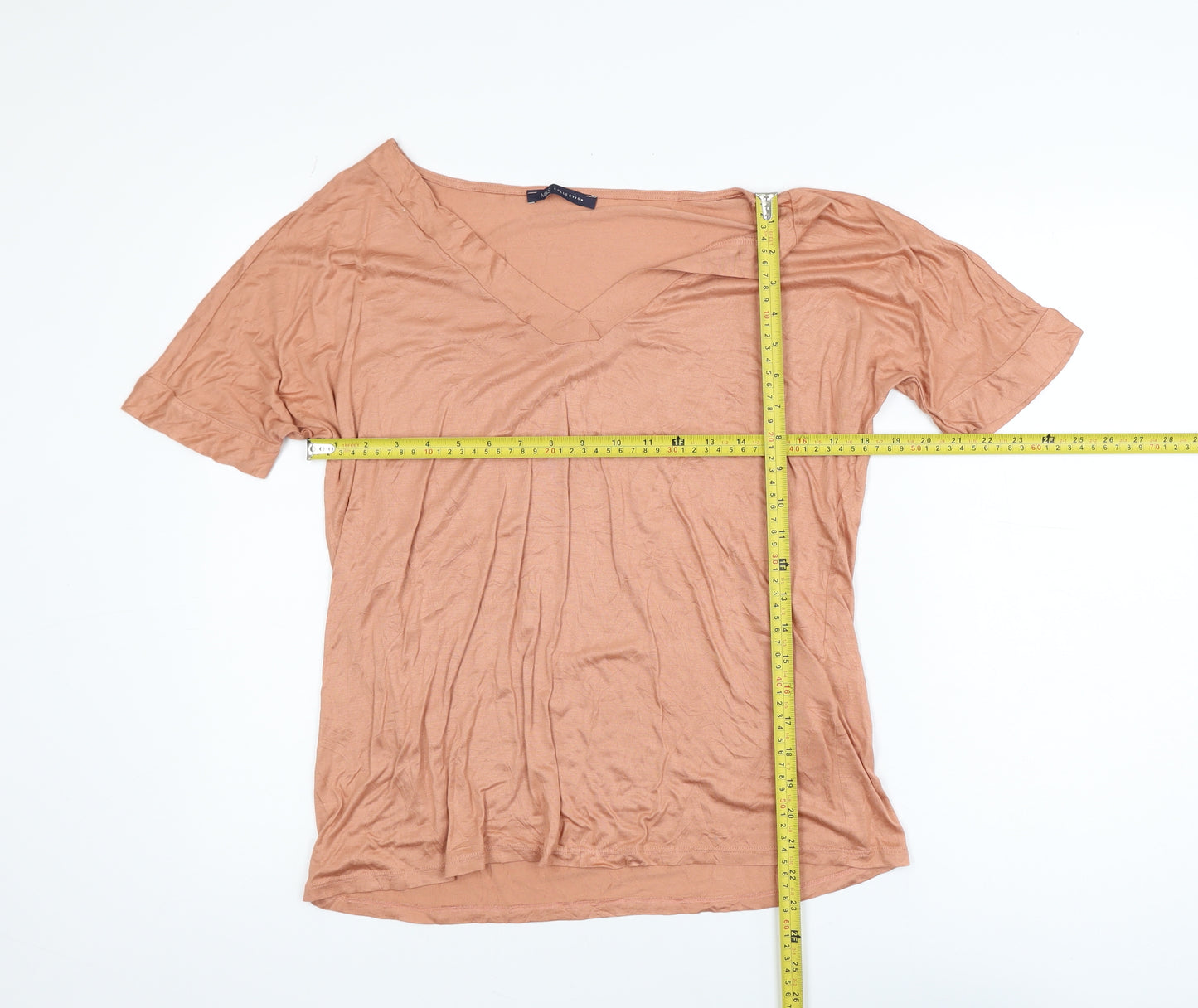 Marks and Spencer Women’s Brown V-Neck Short Sleeve Viscose T-Shirt UK 12