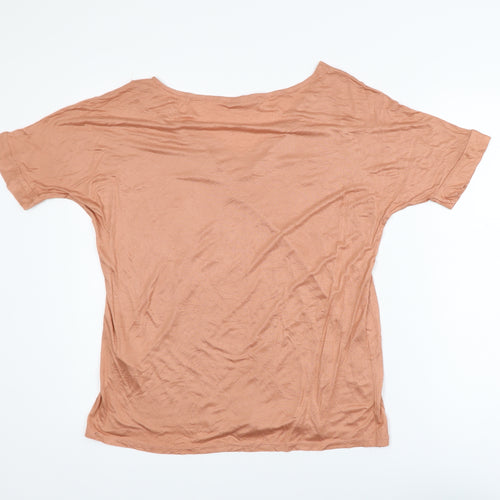 Marks and Spencer Women’s Brown V-Neck Short Sleeve Viscose T-Shirt UK 12