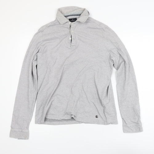 Jeff Banks Men's Grey Cotton Long Sleeve Button-Up Shirt M