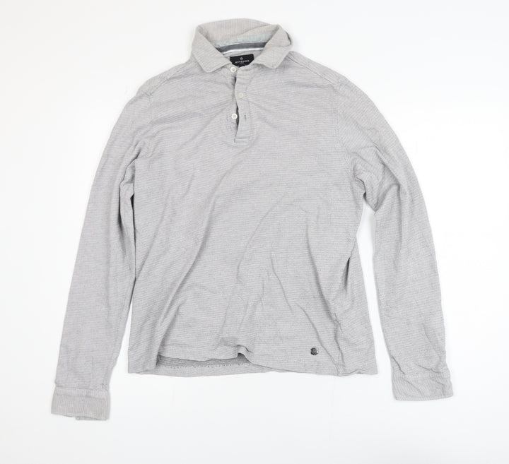Jeff Banks Men's Grey Cotton Long Sleeve Button-Up Shirt M