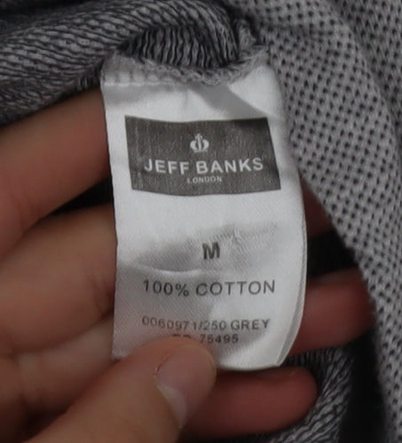 Jeff Banks Men's Grey Cotton Long Sleeve Button-Up Shirt M