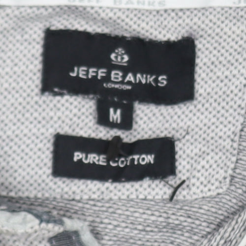 Jeff Banks Men's Grey Cotton Long Sleeve Button-Up Shirt M