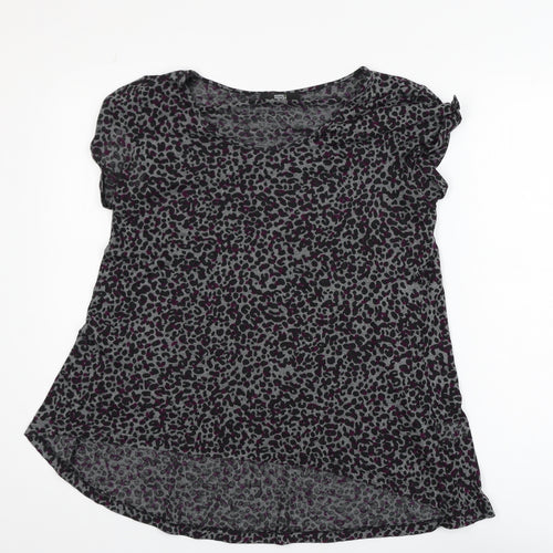 Marks and Spencer Women’s Grey Animal Print Ruffle Tunic Blouse Size 14
