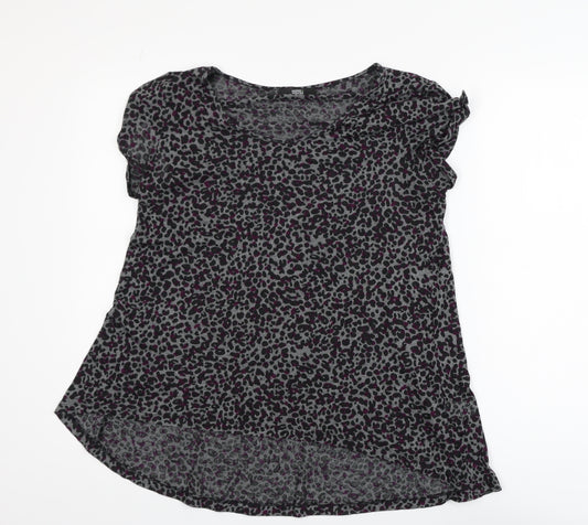 Marks and Spencer Women’s Grey Animal Print Ruffle Tunic Blouse Size 14