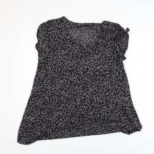 Marks and Spencer Women’s Grey Animal Print Ruffle Tunic Blouse Size 14