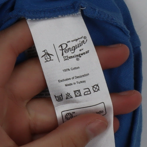 Original Penguin Blue Cotton Graphic T-Shirt Men’s M Crew Neck