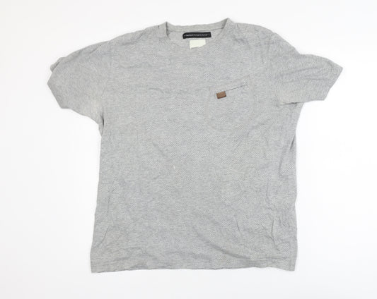 Marshall Artist Men's Grey Cotton Crew Neck T-Shirt Medium