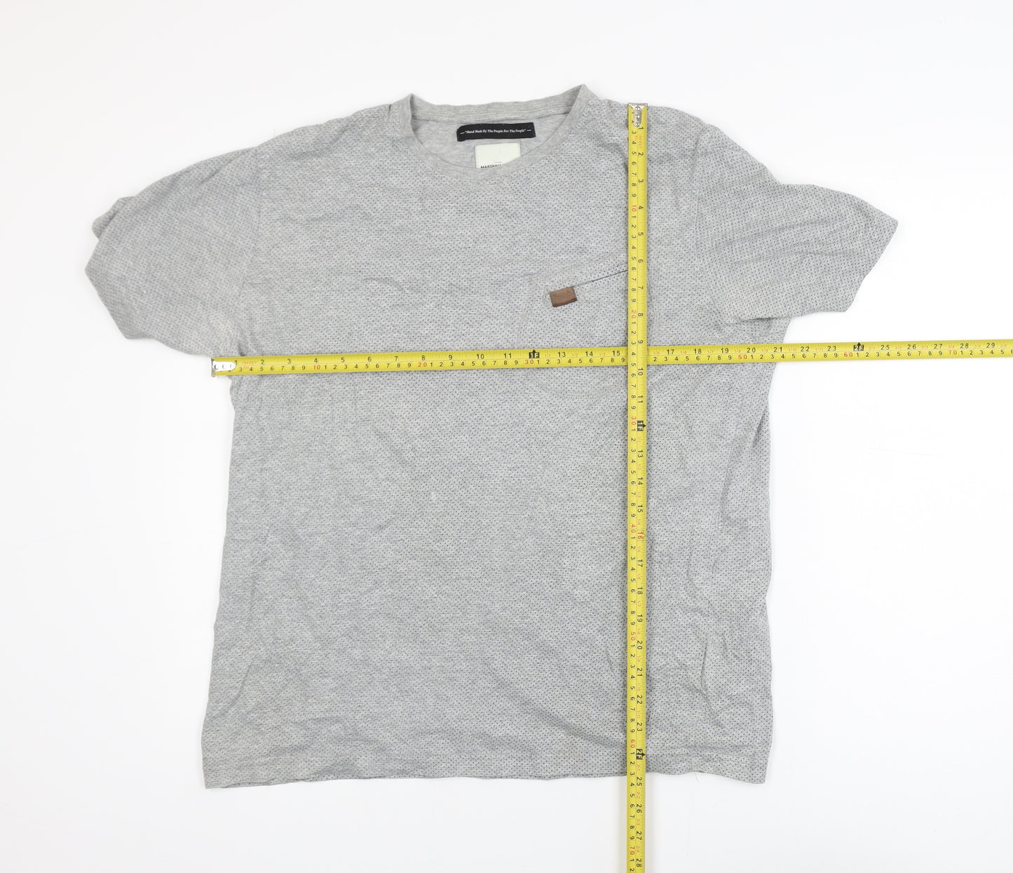 Marshall Artist Men's Grey Cotton Crew Neck T-Shirt Medium