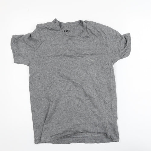 BOSS Men’s Grey Cotton Crew Neck Regular Fit Short Sleeve T-Shirt M
