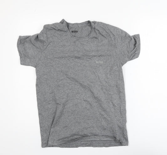 BOSS Men’s Grey Cotton Crew Neck Regular Fit Short Sleeve T-Shirt M