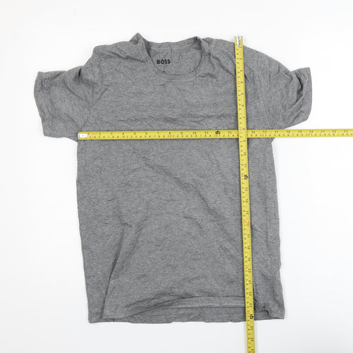 BOSS Men’s Grey Cotton Crew Neck Regular Fit Short Sleeve T-Shirt M