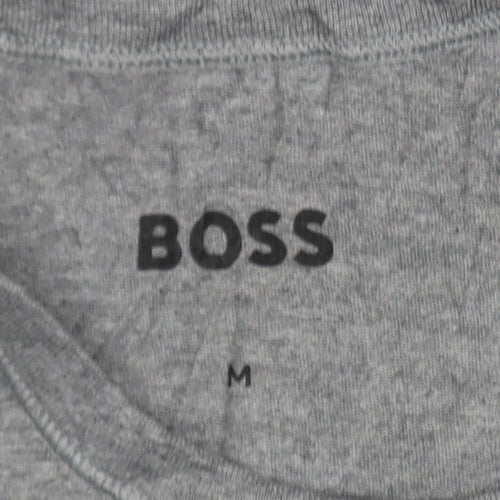 BOSS Men’s Grey Cotton Crew Neck Regular Fit Short Sleeve T-Shirt M