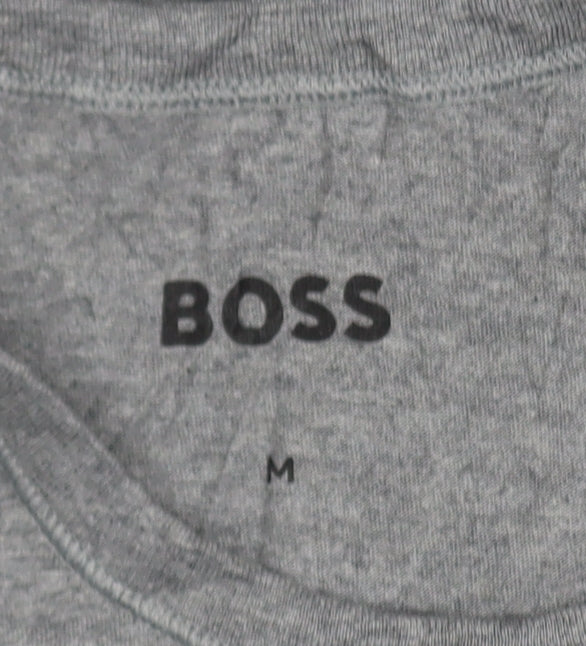 BOSS Men’s Grey Cotton Crew Neck Regular Fit Short Sleeve T-Shirt M