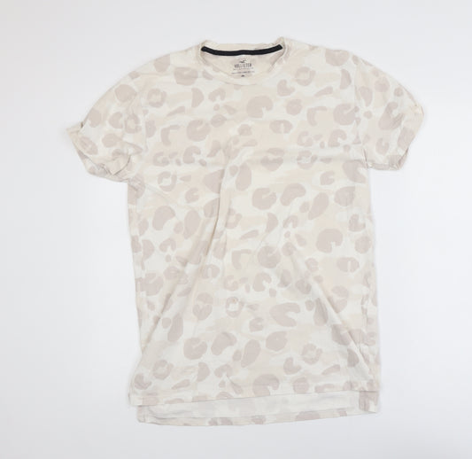 Hollister Womens Beige Animal Print Longline T-Shirt Size S