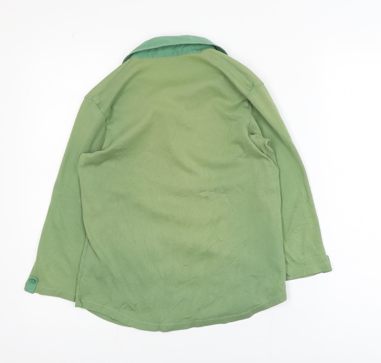 Marks and Spencer Women’s Green Long Sleeve Polo Shirt UK 14 100% Cotton
