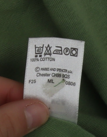 Marks and Spencer Women’s Green Long Sleeve Polo Shirt UK 14 100% Cotton