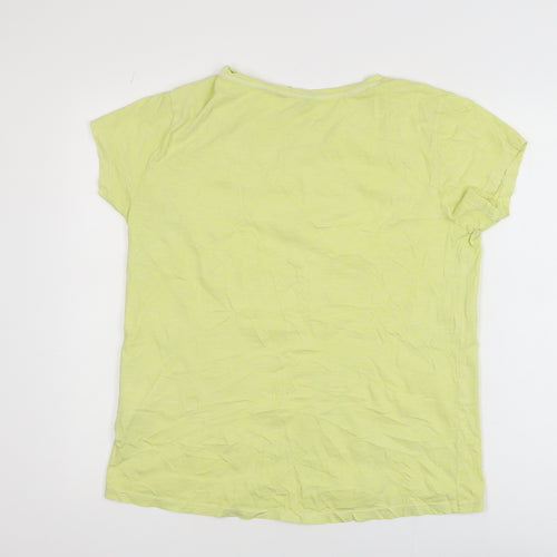 Principles Women’s Green Crochet Neck Cotton T-Shirt Size 12