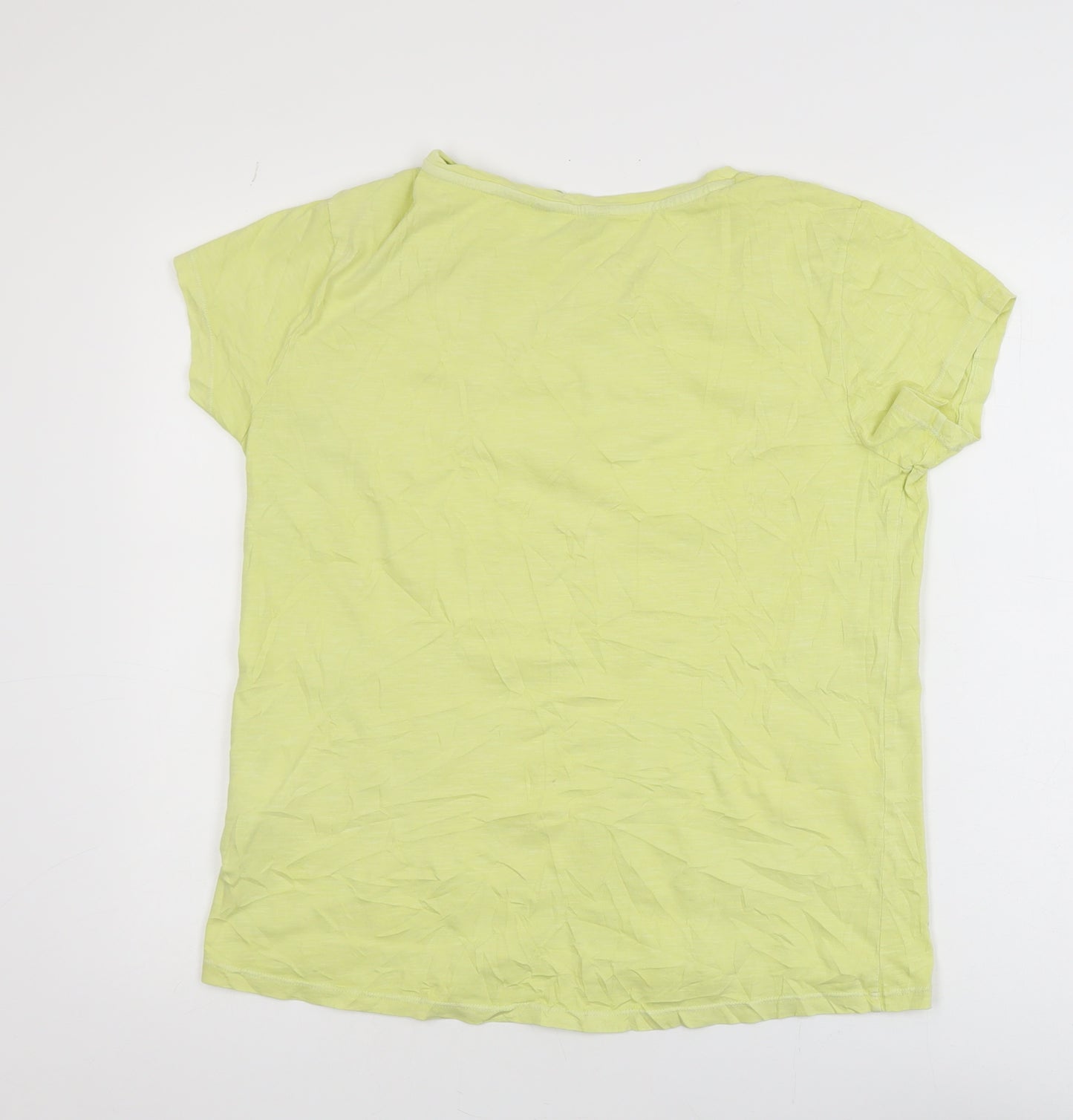 Principles Women’s Green Crochet Neck Cotton T-Shirt Size 12