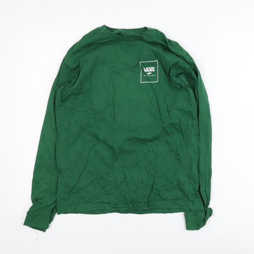 Vans Boys Green Long Sleeve Classic Fit Cotton Skate T-Shirt Size L (12-14)