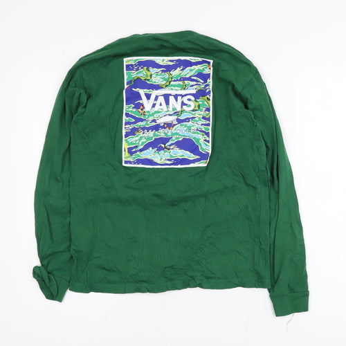 Vans Boys Green Long Sleeve Classic Fit Cotton Skate T-Shirt Size L (12-14)
