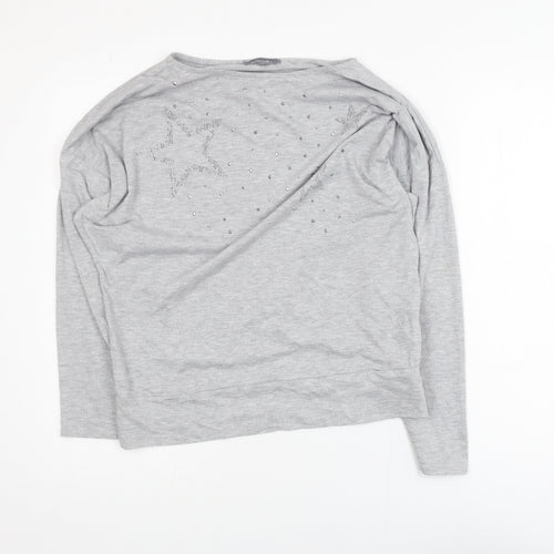 Principles Women Grey Long Sleeve Star Embellished Jersey Top Size M