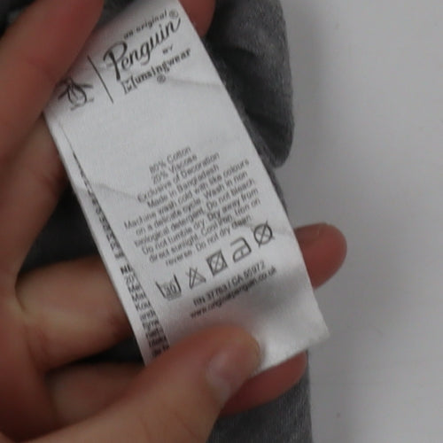 Penguin Mens Grey Graphic Print Cotton T-Shirt Size S
