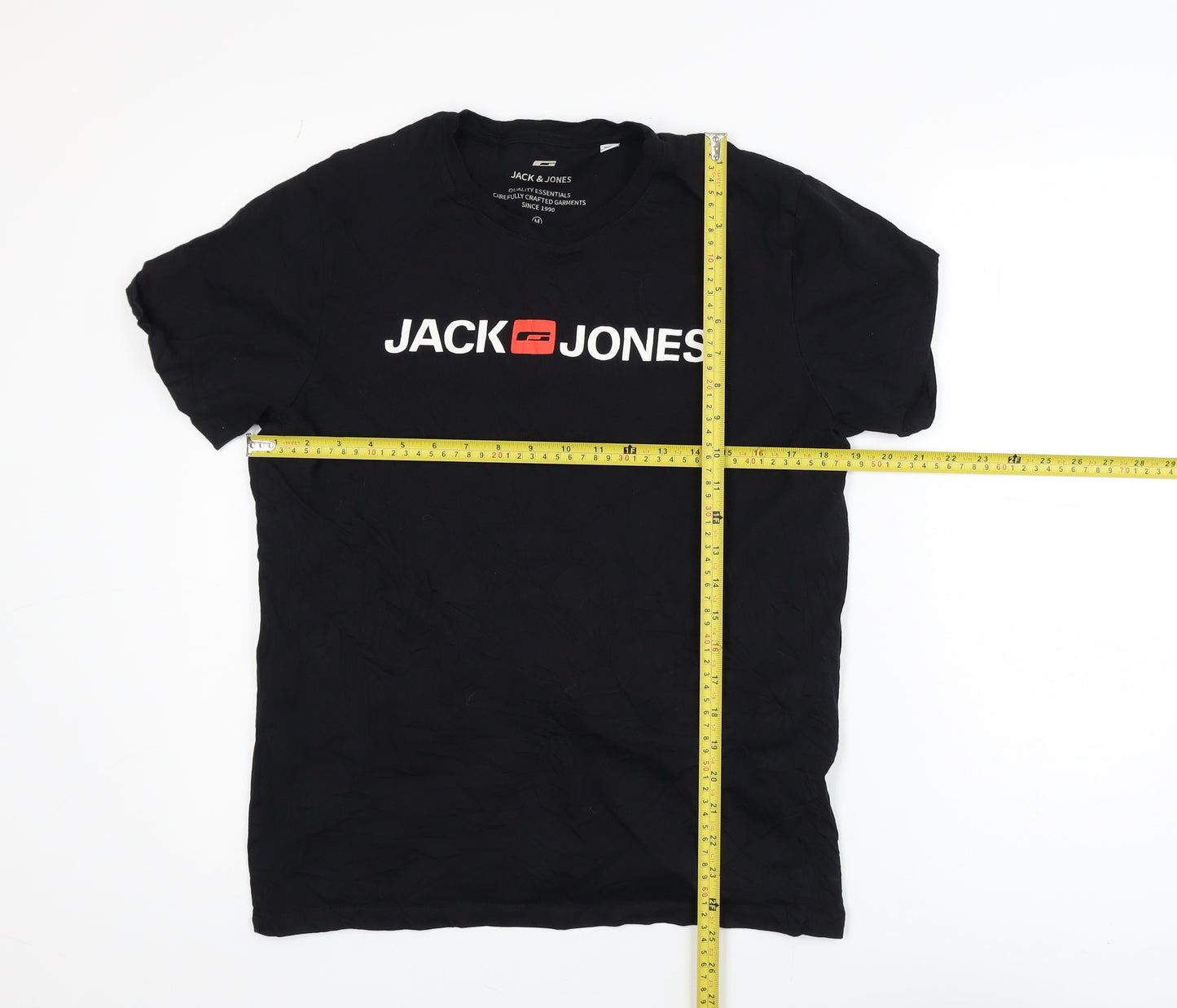 Jack & Jones Men's Black Graphic Logo Crew Neck T-Shirt Size M