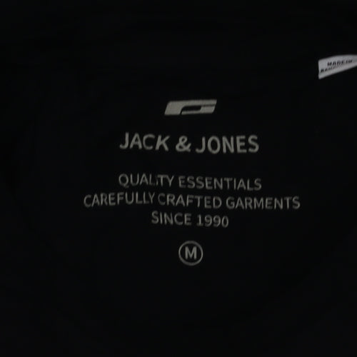 Jack & Jones Men's Black Graphic Logo Crew Neck T-Shirt Size M