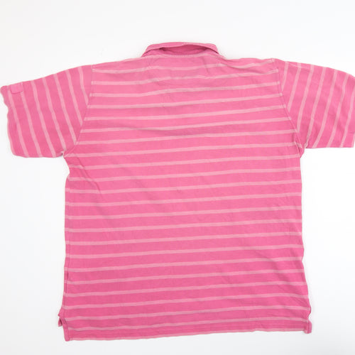 Crew Clothing Co. Men's Pink Striped Polo Shirt Size L