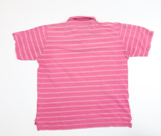 Crew Clothing Co. Men's Pink Striped Polo Shirt Size L