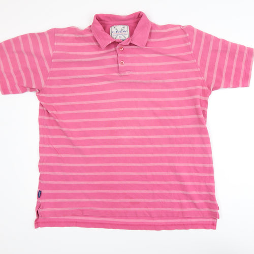 Crew Clothing Co. Men's Pink Striped Polo Shirt Size L