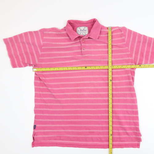 Crew Clothing Co. Men's Pink Striped Polo Shirt Size L