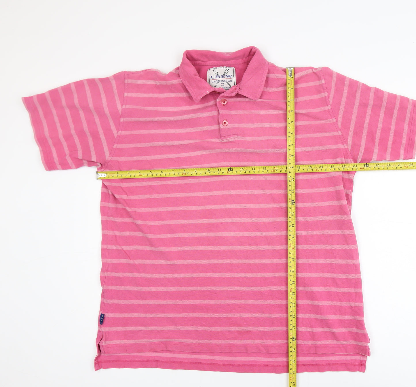 Crew Clothing Co. Men's Pink Striped Polo Shirt Size L