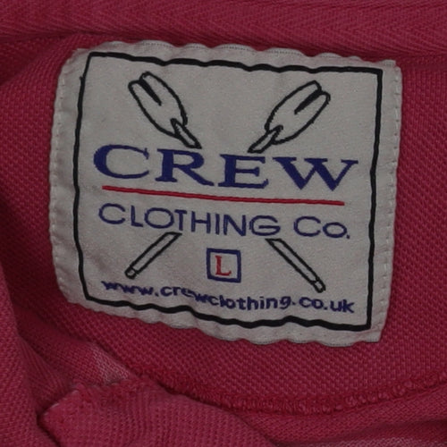 Crew Clothing Co. Men's Pink Striped Polo Shirt Size L