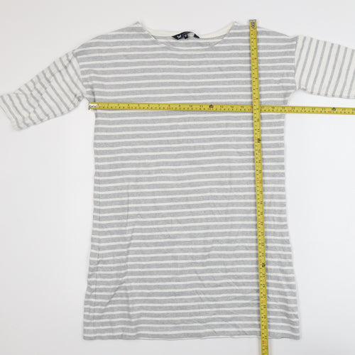 Crew Clothing Women’s Grey White Striped Cotton 3/4 Sleeve T-Shirt Size 10