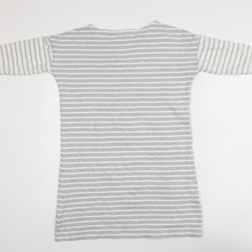 Crew Clothing Women’s Grey White Striped Cotton 3/4 Sleeve T-Shirt Size 10