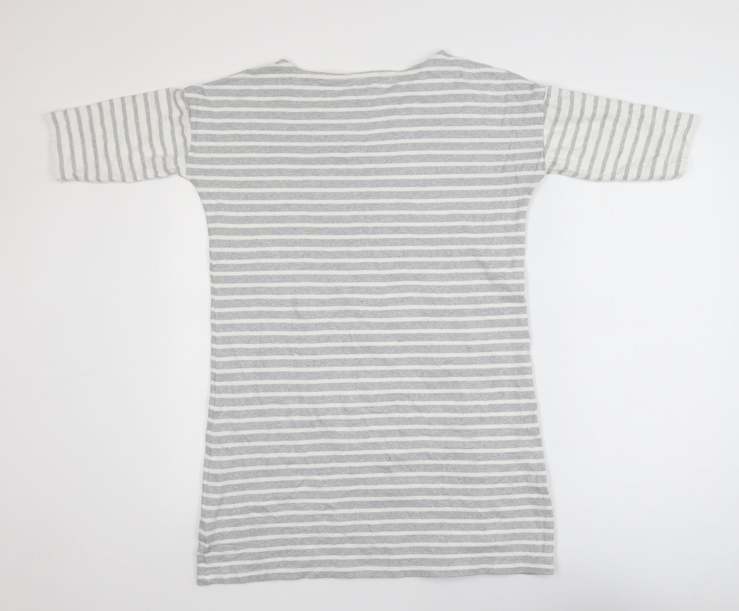 Crew Clothing Women’s Grey White Striped Cotton 3/4 Sleeve T-Shirt Size 10