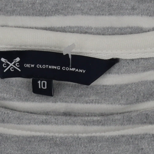 Crew Clothing Women’s Grey White Striped Cotton 3/4 Sleeve T-Shirt Size 10