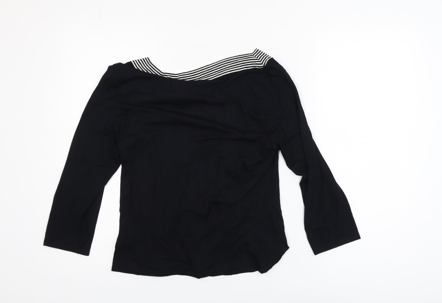 Wallis Womens Black 3/4 Sleeve Boat Neck Stretch Blouse Size 14