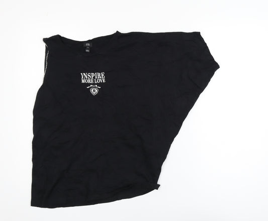 River Island Women’s Black Size 8 Sleeveless Crew Neck Cotton Modal T-Shirt