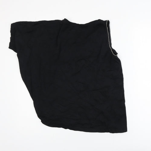 River Island Women’s Black Size 8 Sleeveless Crew Neck Cotton Modal T-Shirt