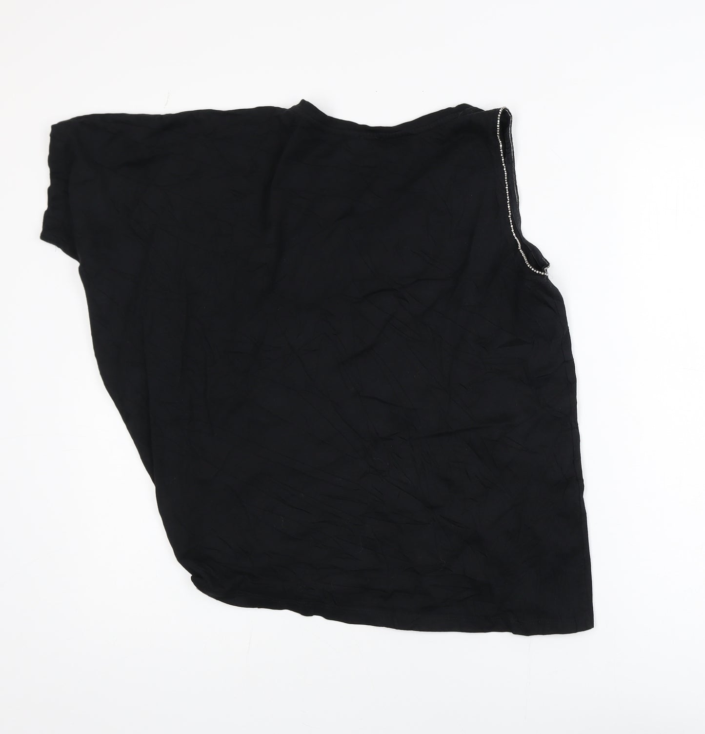 River Island Women’s Black Size 8 Sleeveless Crew Neck Cotton Modal T-Shirt