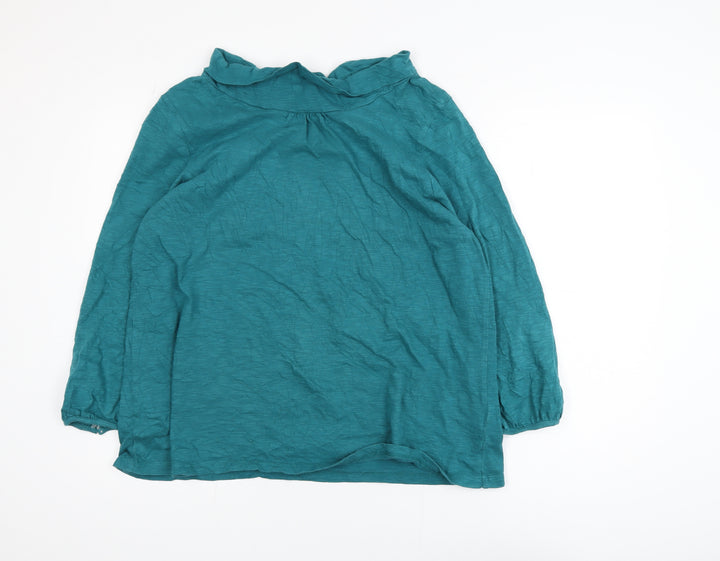 White Stuff Women’s Green Long Sleeve Cotton Blouse UK 16