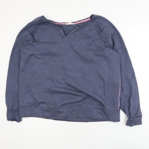 White Stuff Women's Blue Long Sleeve Cotton V-Neck Blouse Size 12