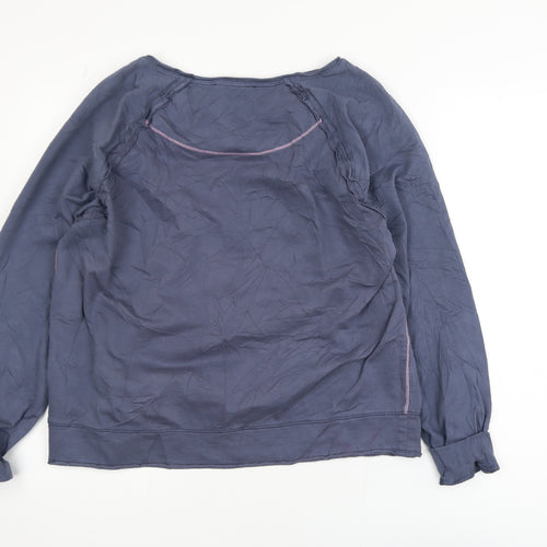 White Stuff Women's Blue Long Sleeve Cotton V-Neck Blouse Size 12