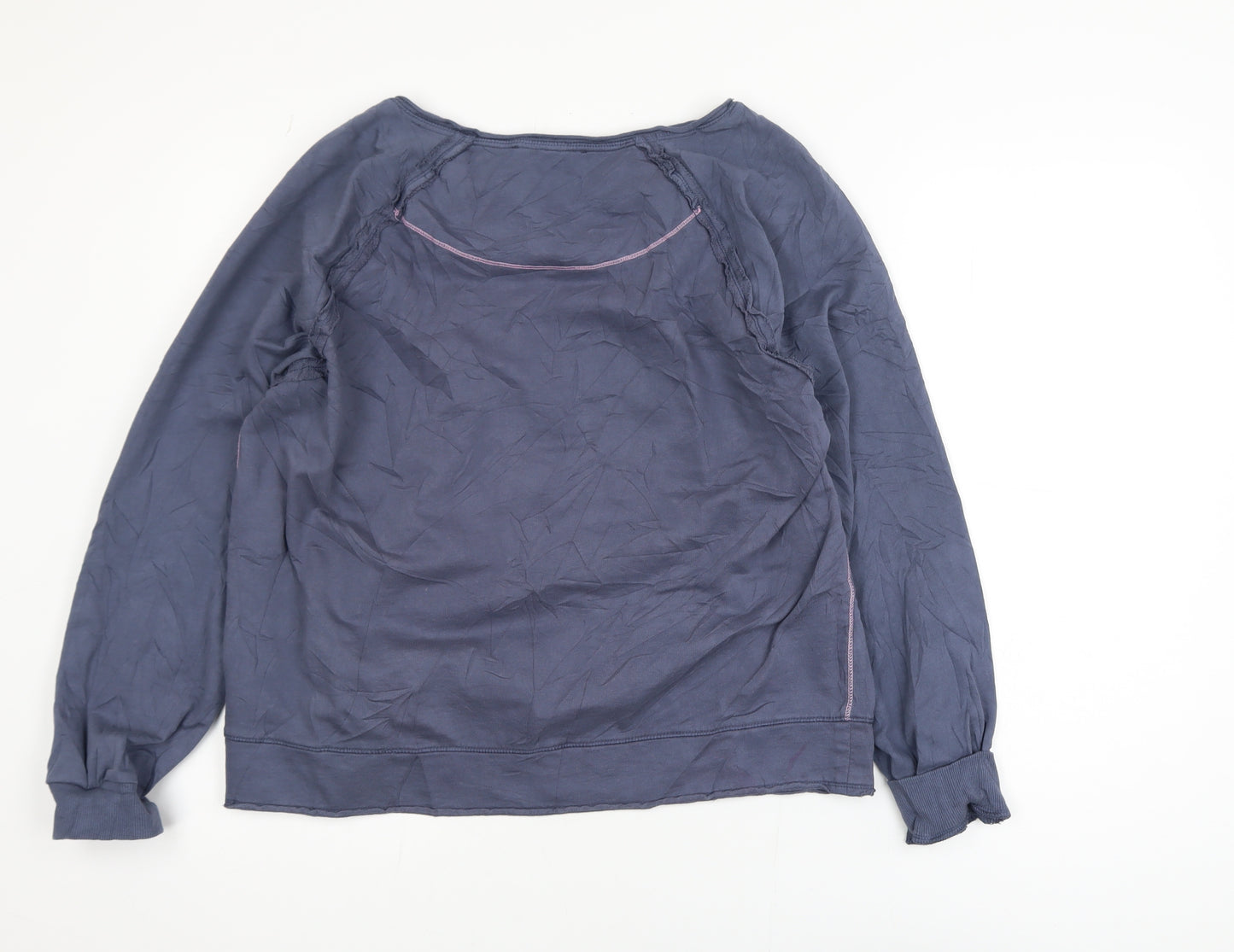 White Stuff Women's Blue Long Sleeve Cotton V-Neck Blouse Size 12